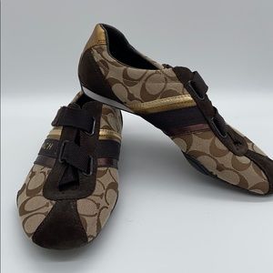 Coach Logo Fabric Suede/Leather Trim Sneakers 7.5M